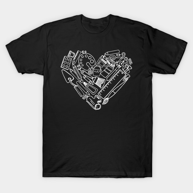 Art Teacher Heart Shape Teacher Apparel Tee Gift T-Shirt by agustinbosman